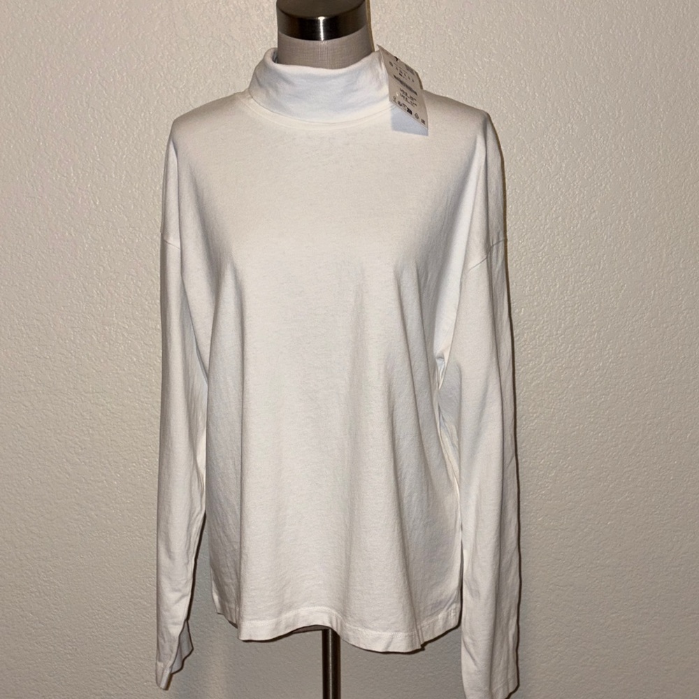 Zara White Turtleneck Long Sleeve Top